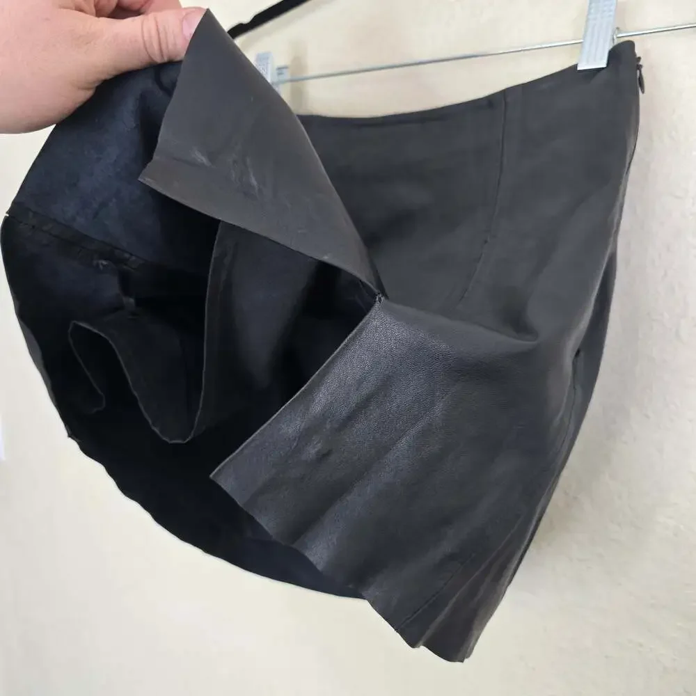Veda x Reformation Genuine Lamb Leather Mini Skirt with Front Slit Size 2